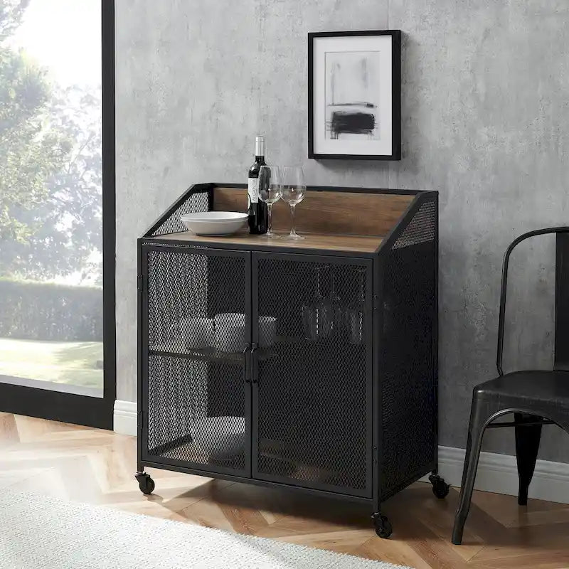 Middlebrook Pierpont Industrial-Style Mesh Bar Cabinet
