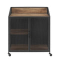 Industrial Bar Cabinet Cart with Mesh Doors Shelves and Wheels