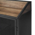Industrial Bar Cabinet Cart with Mesh Doors Shelves and Wheels