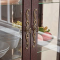 Illuminated Glass Curio Display Cabinet with Adjustable Shelves, Double Doors, and Drawer - Glass Wine Storage Solution