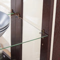 Illuminated Glass Curio Display Cabinet with Adjustable Shelves, Double Doors, and Drawer - Glass Wine Storage Solution