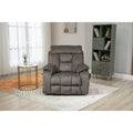 Gray Chenille Power Lift Recliner with Massage and Concealed Cup Holder