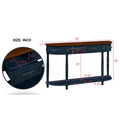 52-Inch Half Moon Circular Sofa Table with Open Shelf and Dual Drawers