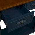 52-Inch Half Moon Circular Sofa Table with Open Shelf and Dual Drawers