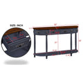 52-Inch Half Moon Circular Sofa Table with Open Shelf and Dual Drawers