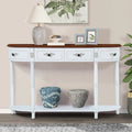 52-Inch Half Moon Circular Sofa Table with Open Shelf and Dual Drawers