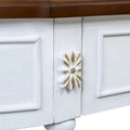 52-Inch Half Moon Circular Sofa Table with Open Shelf and Dual Drawers