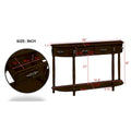 52-Inch Half Moon Circular Sofa Table with Open Shelf and Dual Drawers