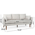 Contemporary 76.5-Inch 3-Seater Sofa with Birchwood Legs and Cushions