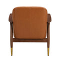 Mid-Century Modern Faux Leather Accent Chair - 29.2", Cushioned Seat, Sturdy Wood Frame, and Brass-Tipped Legs