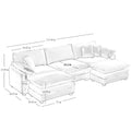 Beige 5-Piece U-Shaped Corduroy Modular Sectional Sofa Set with 2 Ottomans