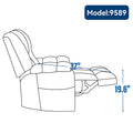 Grey Oversized Chenille Power Lift Recliner with Massage, Heating, and Flat Lay Feature