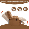 Extra-Large Swivel Rocker Recliner with Footrest and Pockets - Manual Operation