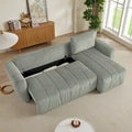 Grey 105.2" Corduroy L-Shaped Convertible Sleeper Sectional with Storage Compartment