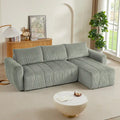 Grey 105.2" Corduroy L-Shaped Convertible Sleeper Sectional with Storage Compartment