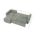 Grey 105.2" Corduroy L-Shaped Convertible Sleeper Sectional with Storage Compartment
