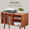 Vinyl Record Player Stand with Built-in Charging Station - Dimensions: 31D x 26W x 15H