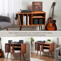 Vinyl Record Player Stand with Built-in Charging Station - Dimensions: 31D x 26W x 15H