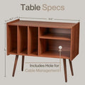 Vinyl Record Player Stand with Built-in Charging Station - Dimensions: 31D x 26W x 15H