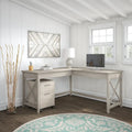 Bush Furniture Key West 60-Inch L-Shaped Desk with Rolling File Cabinet