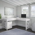 Bush Furniture Key West 60-Inch L-Shaped Desk with Rolling File Cabinet