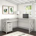 Bush Furniture Key West 60-Inch L-Shaped Desk with Rolling File Cabinet