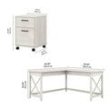 Bush Furniture Key West 60-Inch L-Shaped Desk with Rolling File Cabinet