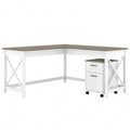 Bush Furniture Key West 60-Inch L-Shaped Desk with Rolling File Cabinet