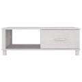 Rectangular White Solid Pine Wood Coffee Table with Storage Drawer