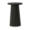 Ceil Round Accent Table with Classic Black Fluted Solid Wood Base - 14 Inches