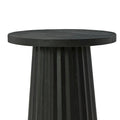 Ceil Round Accent Table with Classic Black Fluted Solid Wood Base - 14 Inches