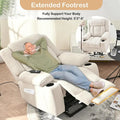 Elevated Recliner Chair for Seniors - Fabric Lift Chair with Extended Footrest, Dual Cup Holders, Side Pockets, and Remote Control