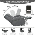 Elevated Recliner Chair for Seniors - Fabric Lift Chair with Extended Footrest, Dual Cup Holders, Side Pockets, and Remote Control