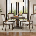 GDFStudio Lak Retro 5-Piece Dining Set with Upholstered Chairs