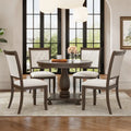 GDFStudio Lak Retro 5-Piece Dining Set with Upholstered Chairs