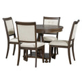 GDFStudio Lak Retro 5-Piece Dining Set with Upholstered Chairs