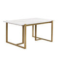 GDFStudio Carter Contemporary Rectangular Dining Set with Faux Marble Table and Six Upholstered Chairs