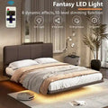 Christopher Knight Home Korli Contemporary Upholstered Leather Floating Bed Frame and Headboard Set with LED Lighting