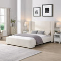 Isabella Queen White Upholstered Bed with Tall Wingback Headboard by Christopher Knight Home