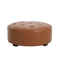 Christopher Knight Home Round Ottoman with Button Tufting in PU Leather