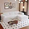 Christopher Knight Home - 109 Modern L-Shaped Modular Sectional Sofa in Teddy Fabric with Chaise and Pillows