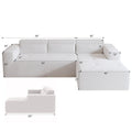 Christopher Knight Home - 109 Modern L-Shaped Modular Sectional Sofa in Teddy Fabric with Chaise and Pillows