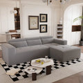 Christopher Knight Home - 109 Modern L-Shaped Modular Sectional Sofa in Teddy Fabric with Chaise and Pillows