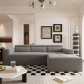 Christopher Knight Home - 109 Modern L-Shaped Modular Sectional Sofa in Teddy Fabric with Chaise and Pillows