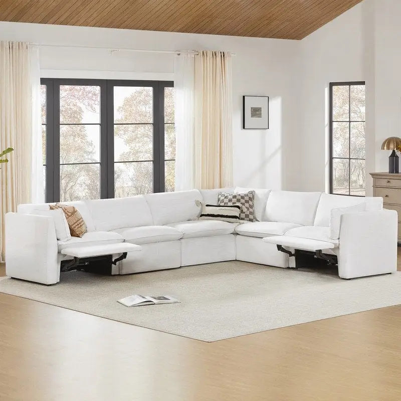 Cypress 141W L-Shaped Power Sectional Sofa with Electric Recliners
