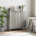 Freestanding Wash Grey Fluted Sideboard Cabinet with Adjustable Shelf - Stylish Wood Storage Solution