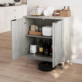 Freestanding Wash Grey Fluted Sideboard Cabinet with Adjustable Shelf - Stylish Wood Storage Solution