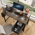 Contemporary Computer Desk with Built-in Charging Station and Versatile Reversible Storage Drawers for Home Office or Study