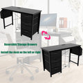 Contemporary Computer Desk with Built-in Charging Station and Versatile Reversible Storage Drawers for Home Office or Study