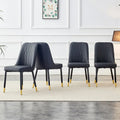 Contemporary Set of 4 Faux Leather Dining Chairs with Cushioned Backrests and Metal Legs – Ideal for Dining Rooms, Living Rooms, and Bedrooms